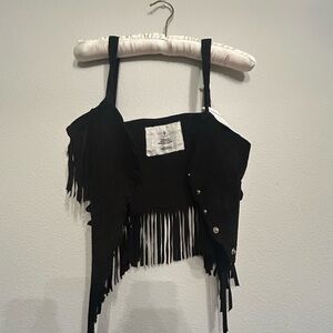 Black Fringe Leather Jacket